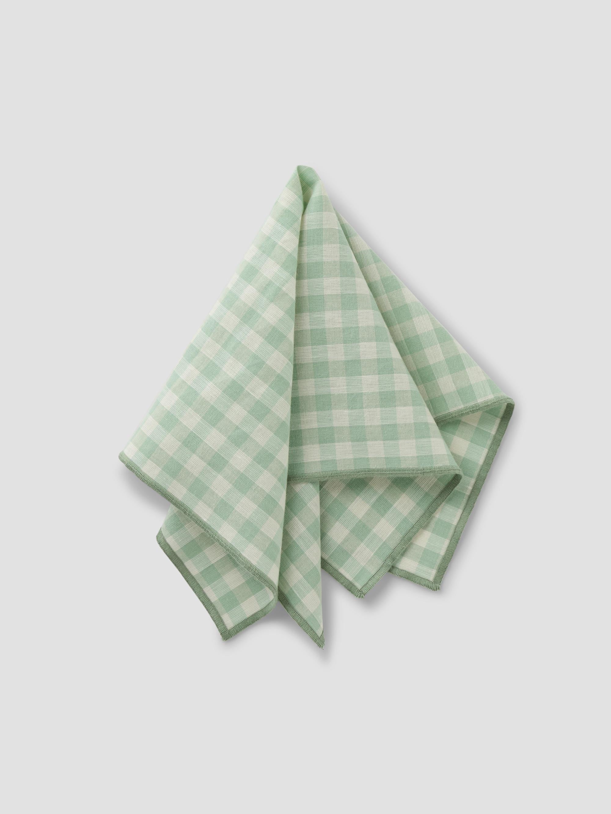 Sage Green Gingham Linen Blend Napkins Set of 4 - Image 3