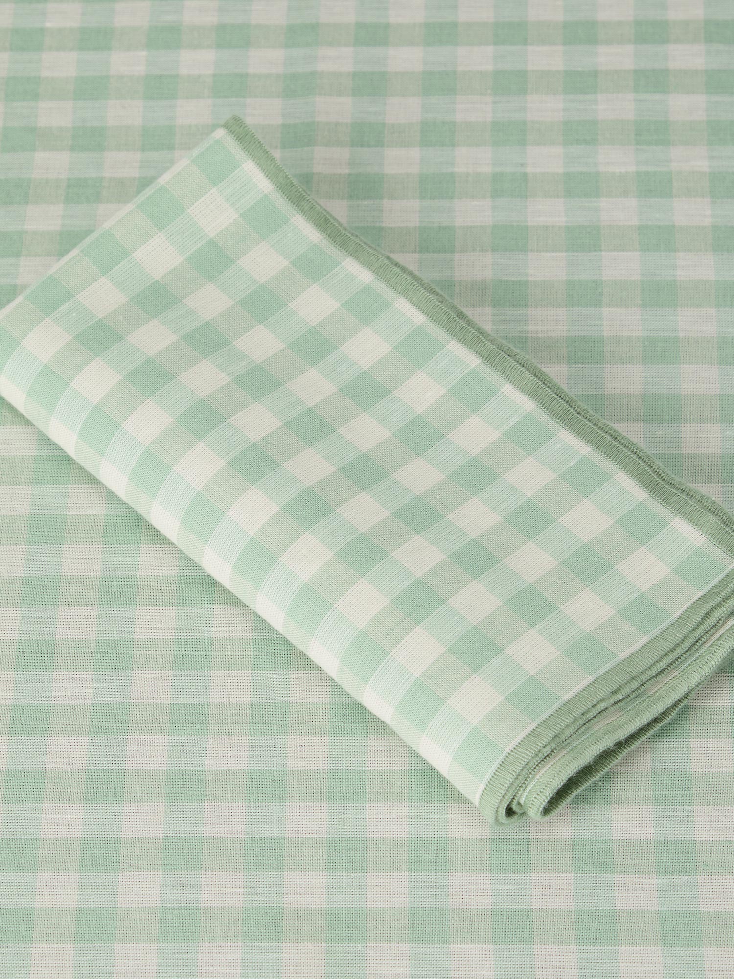 Sage Green Gingham Linen Blend Napkins Set of 4 - Image 4