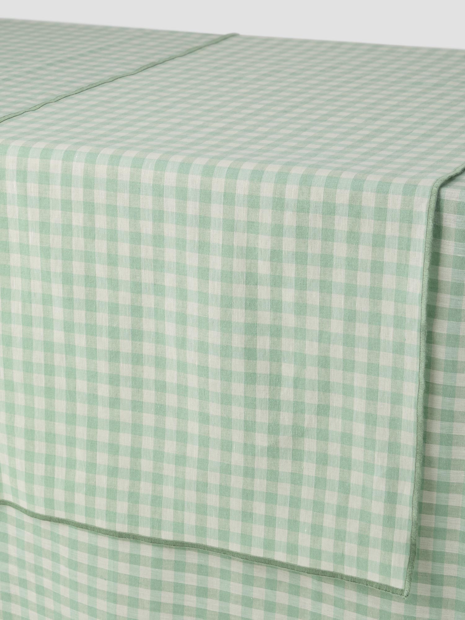 Sage Green Gingham Linen Blend Table Runner - Image 3
