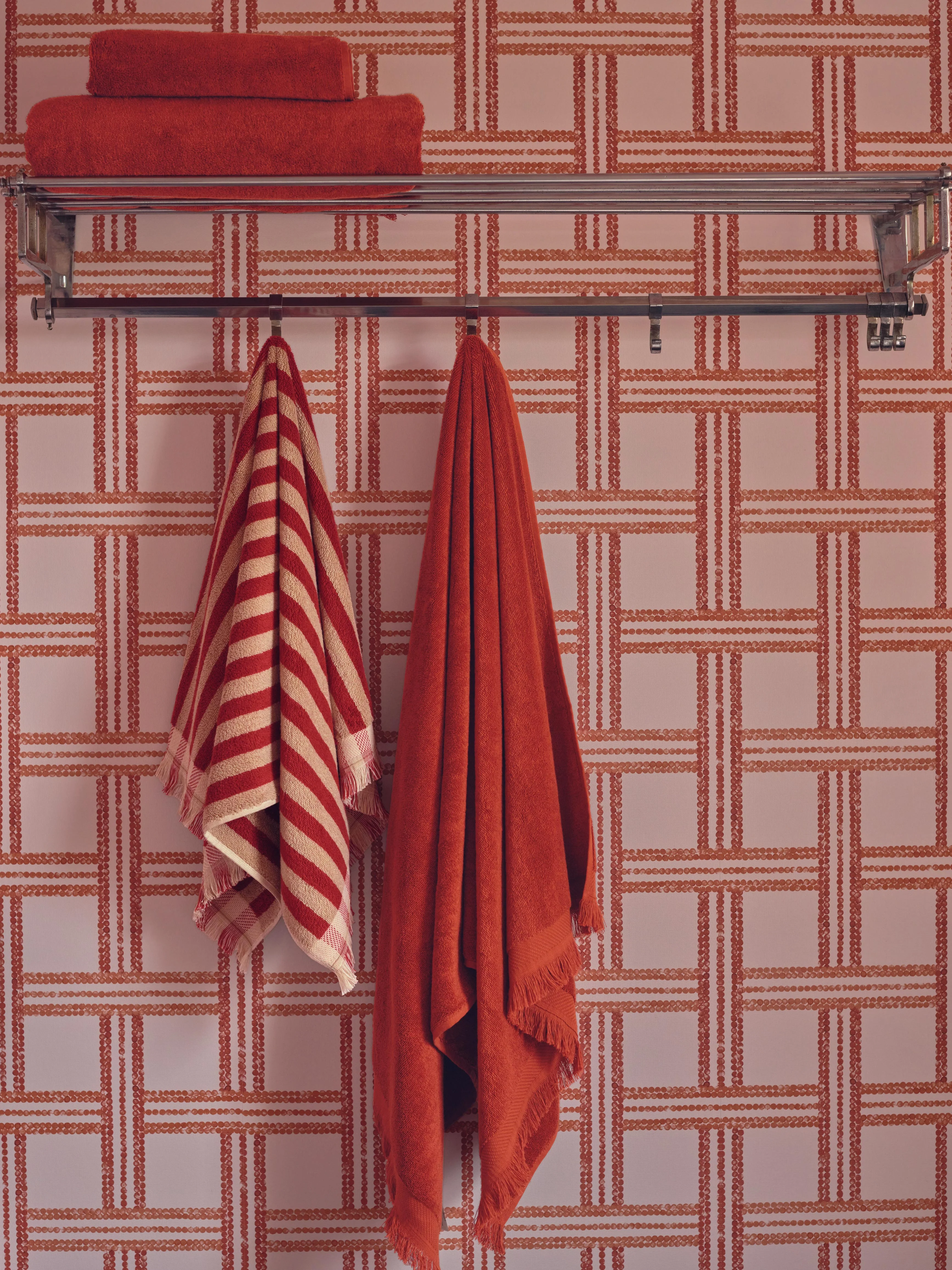 Sandstone Red Fringe Edge Cotton Towels - Image 2