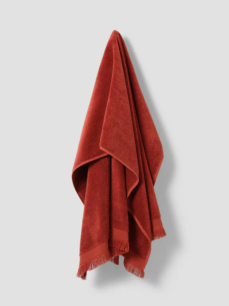 Sandstone Red Fringe Edge Cotton Towels - Image 4