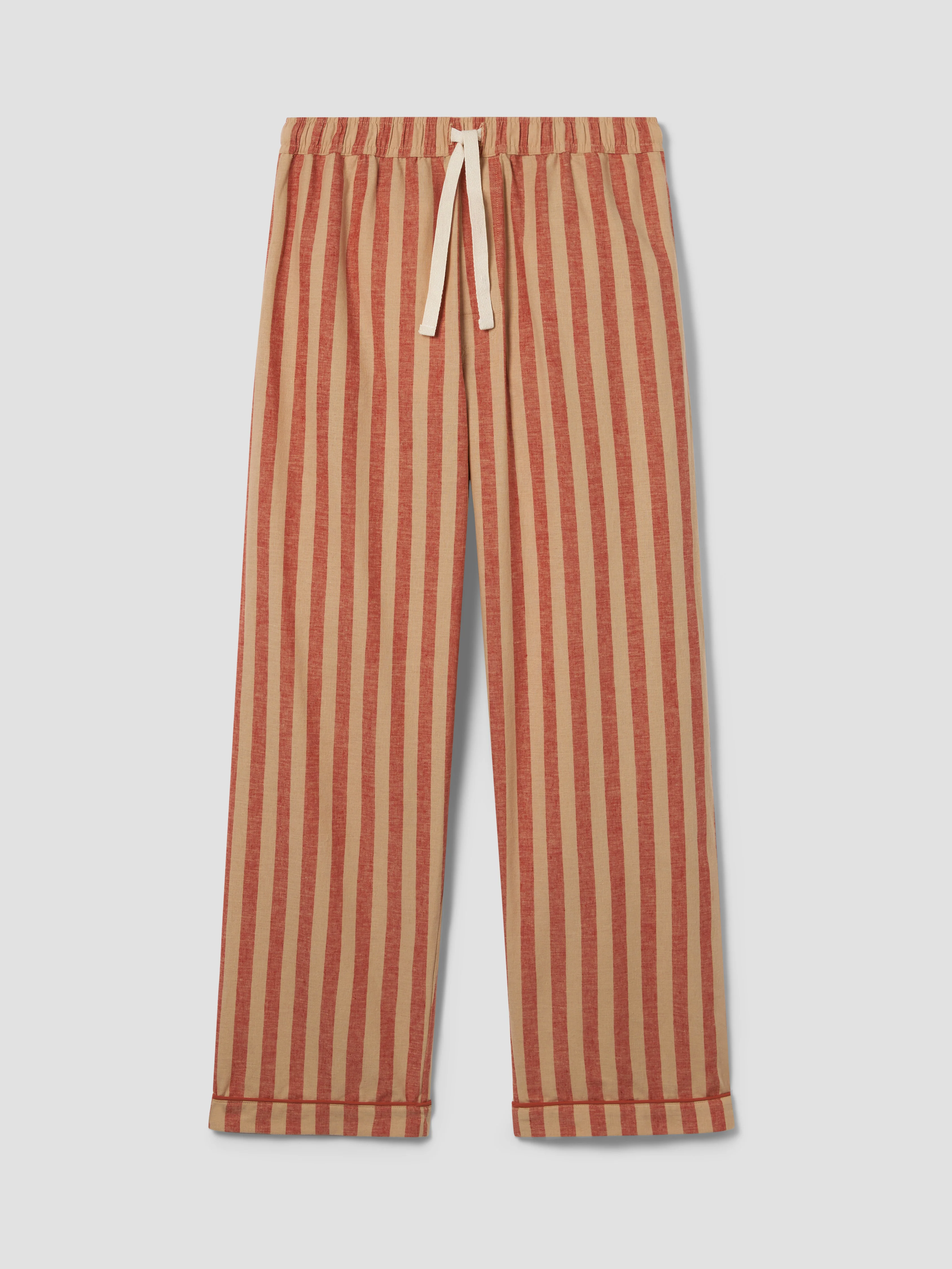 Sandstone Red Pembroke Stripe Linen Blend Pajama Pants