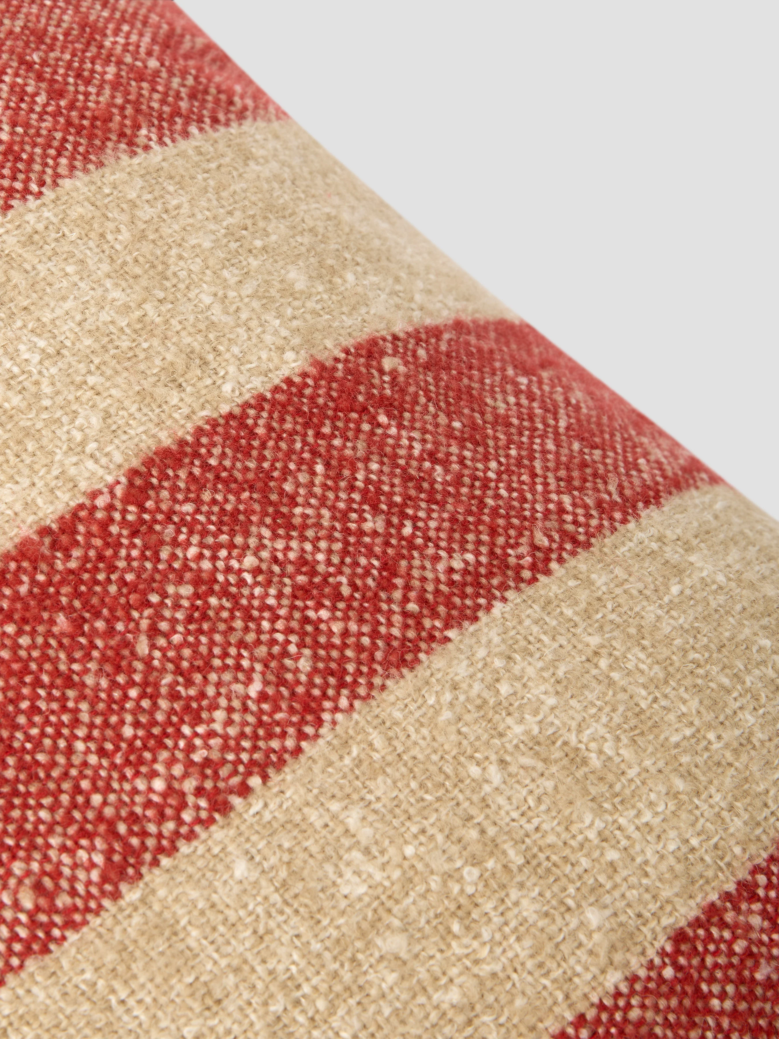 Sandstone Red & Oatmeal Wide Stripe Wool Rectangle Cushion Cover - Image 2