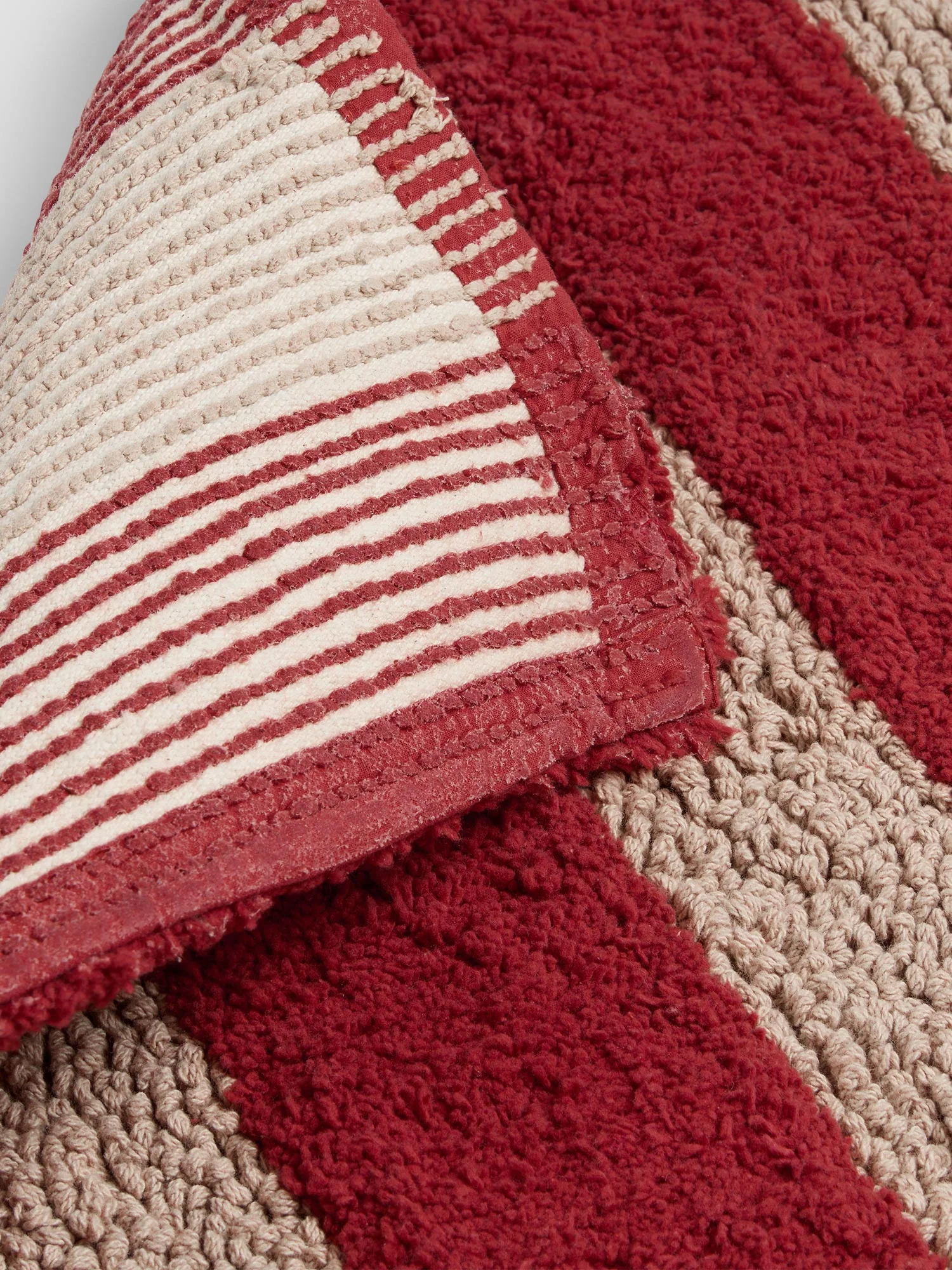 Sandstone Red Pembroke Stripe Cotton Bath Mat - Image 2