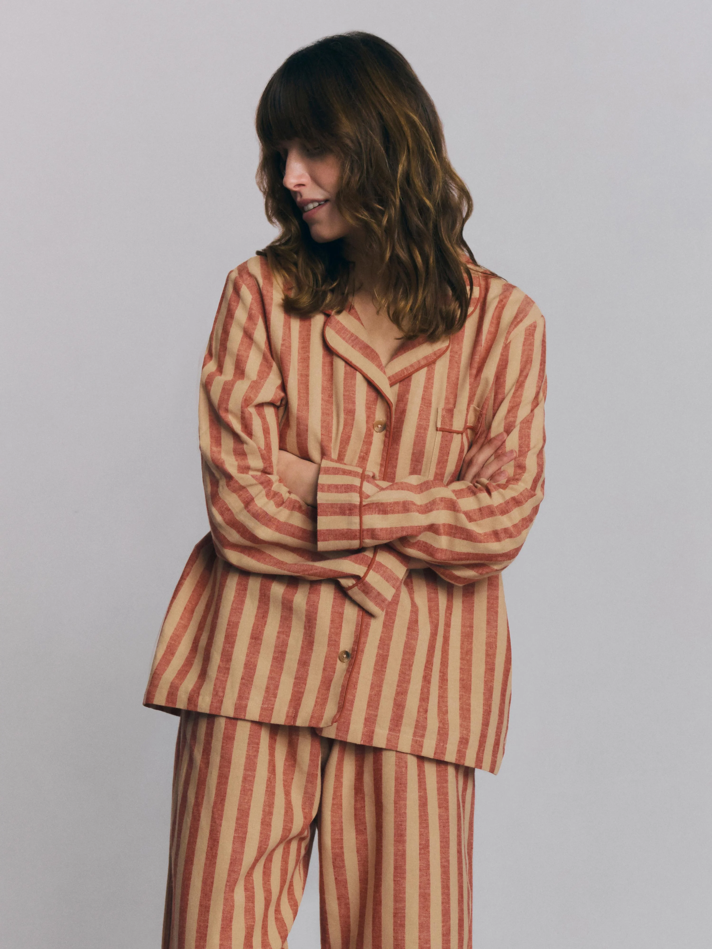 Sandstone Red Pembroke Stripe Linen Blend Pajama Set - Image 3