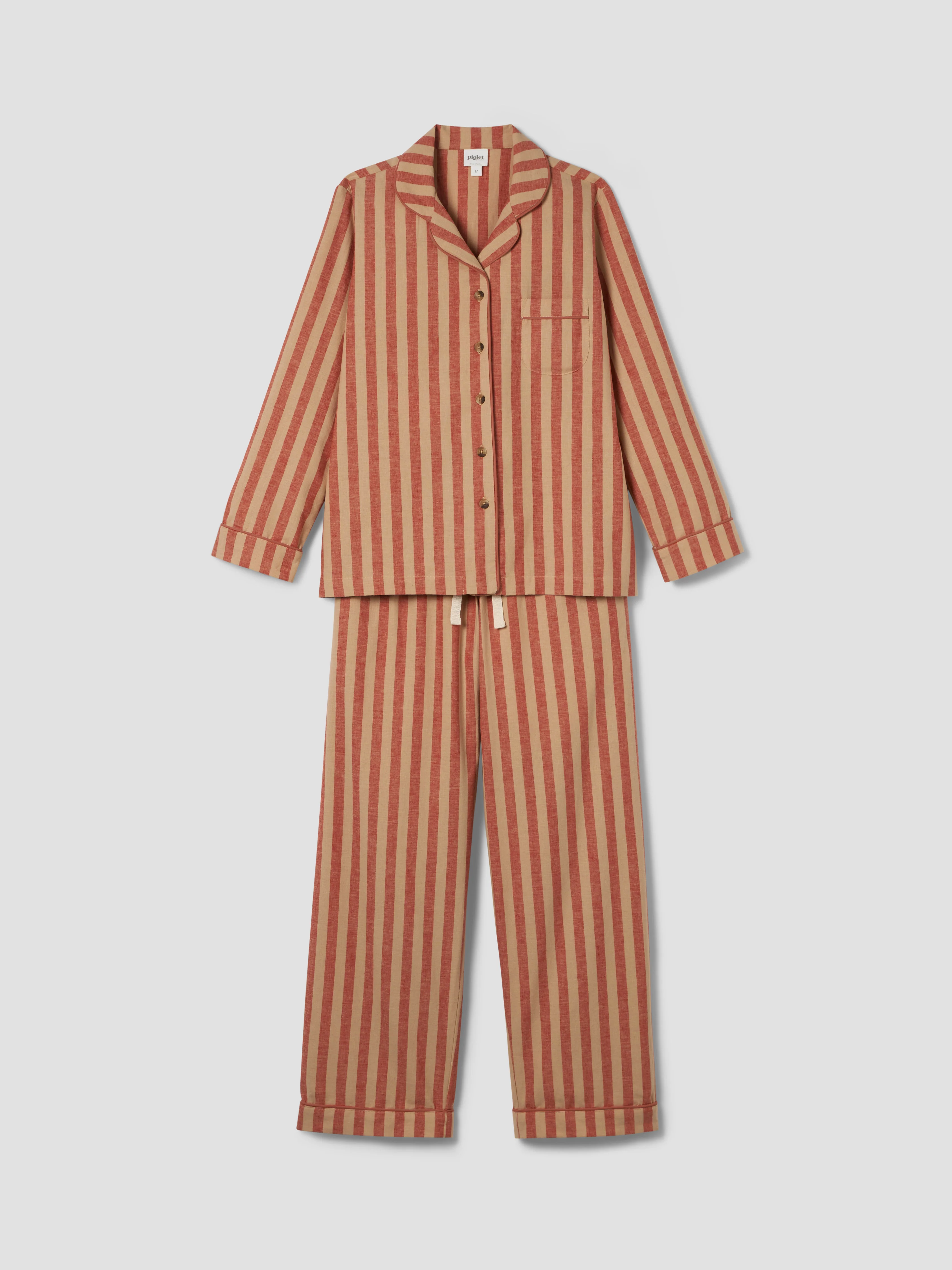 Sandstone Red Pembroke Stripe Linen Blend Pajama Set - Image 4