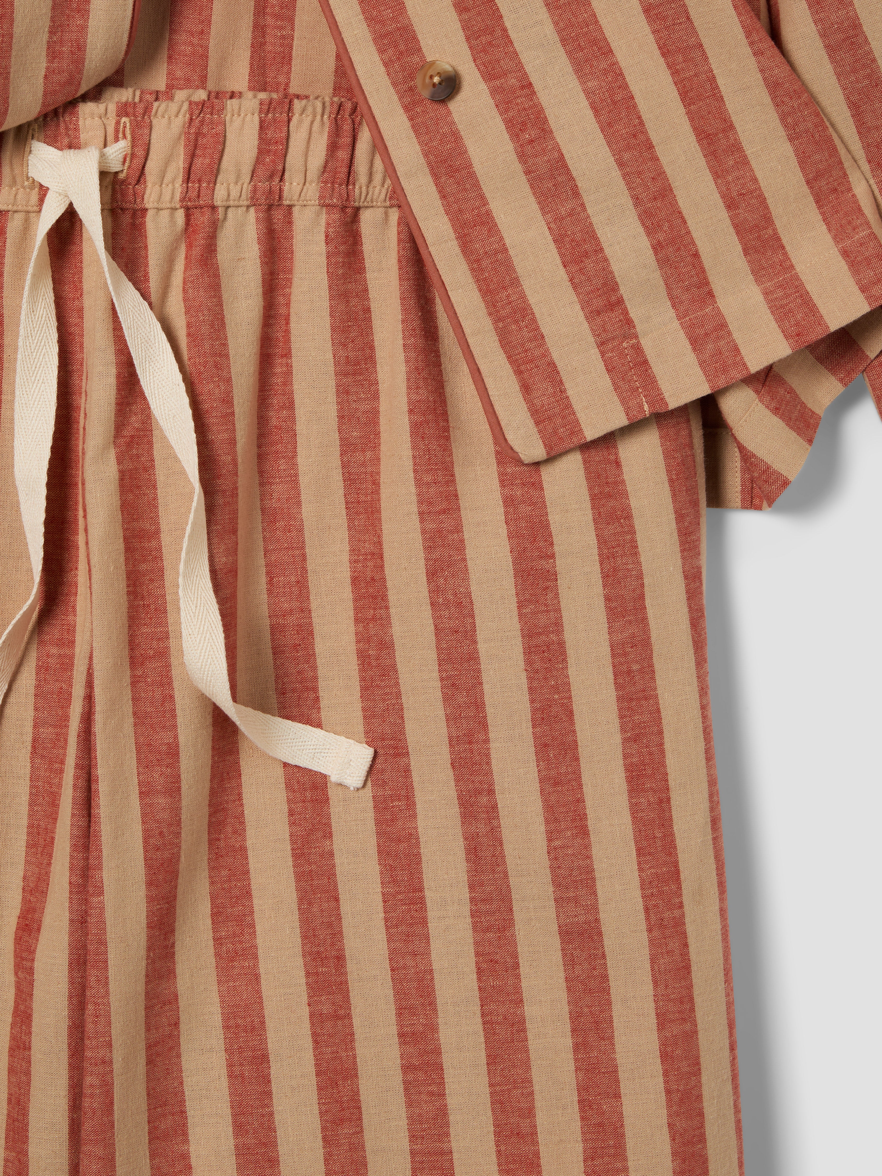 Sandstone Red Pembroke Stripe Linen Blend Pajama Set - Image 6