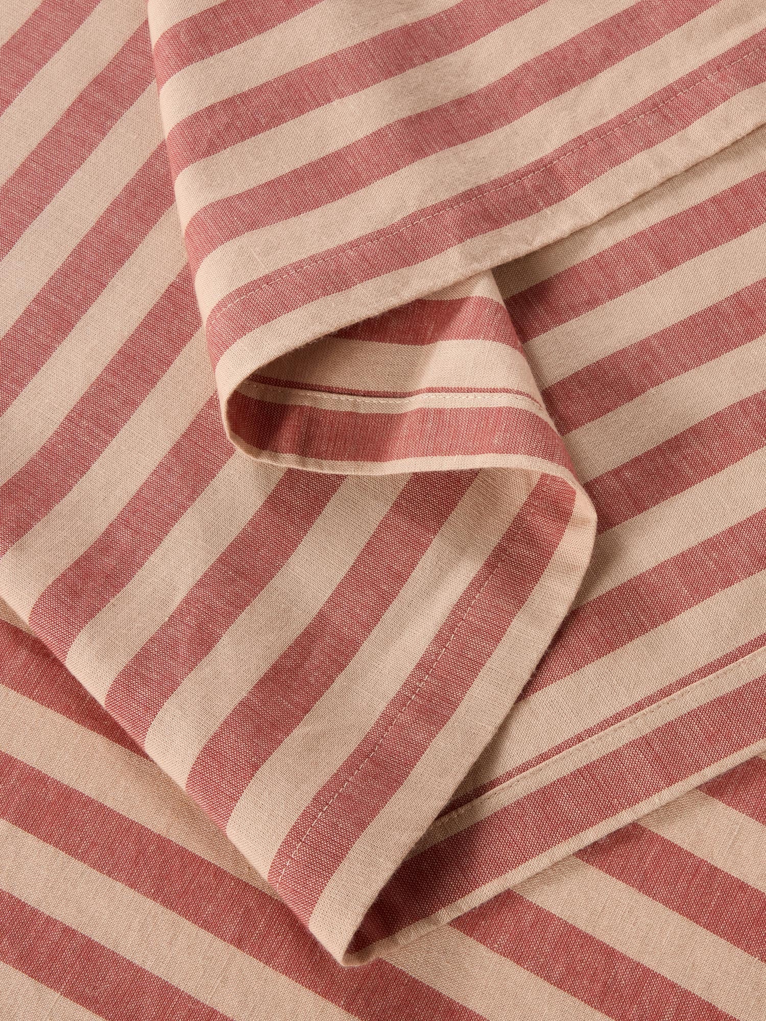 Sandstone Red Pembroke Stripe Linen Blend Table Runner - Image 3