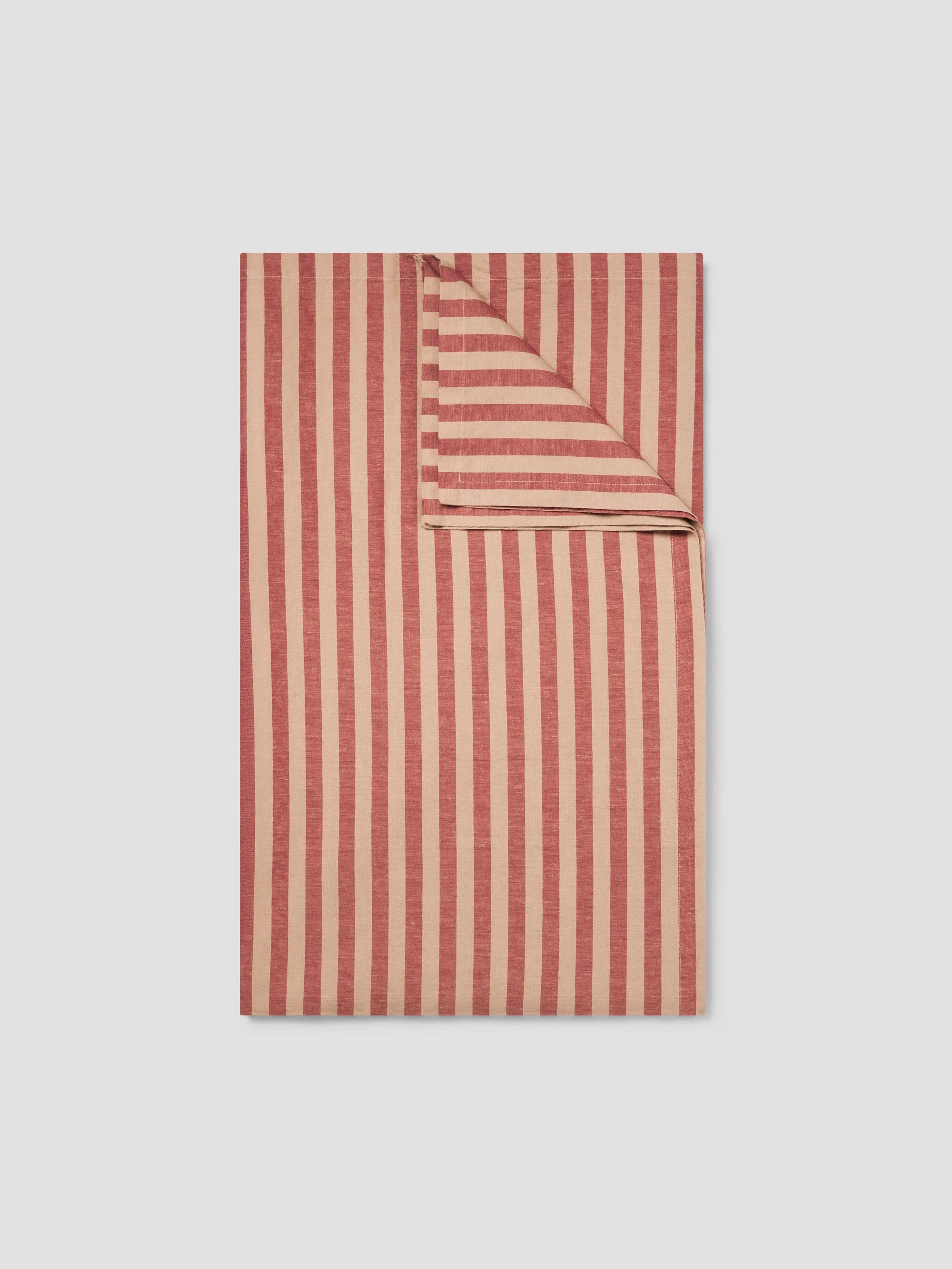 Sandstone Red Pembroke Stripe Linen Blend Tablecloth - Image 2