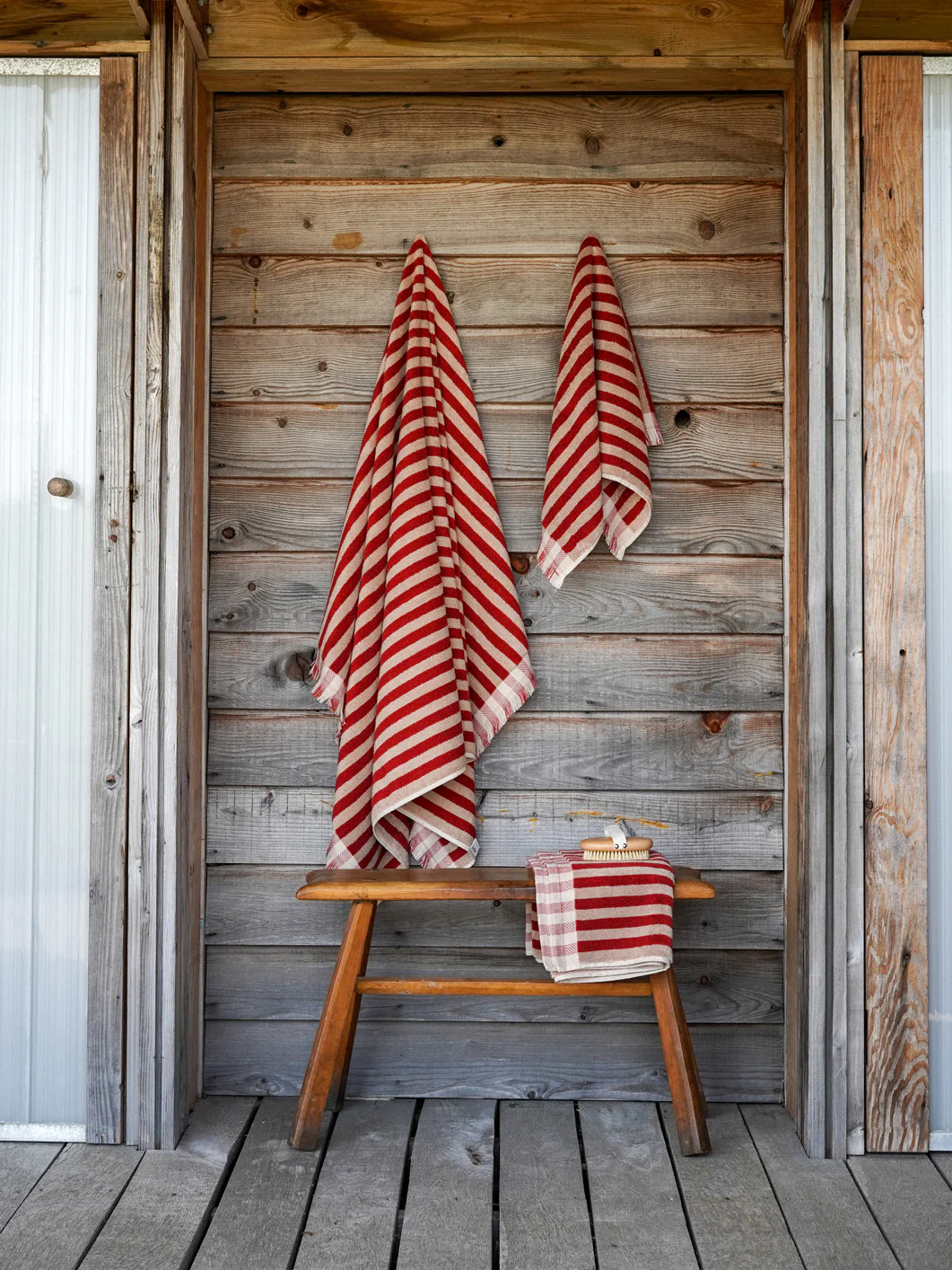 Sandstone Red Pembroke Stripe Cotton Towels - Image 4
