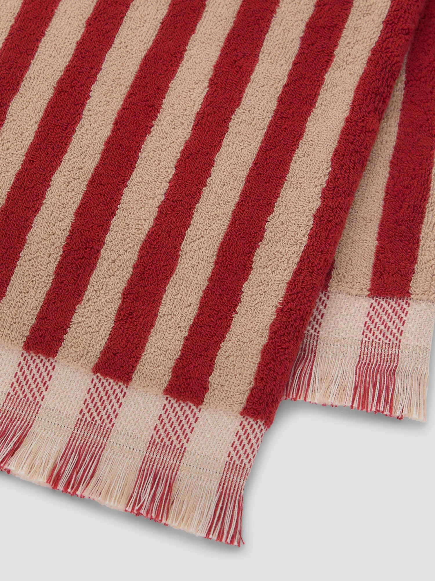 Sandstone Red Pembroke Stripe Cotton Towels - Image 5