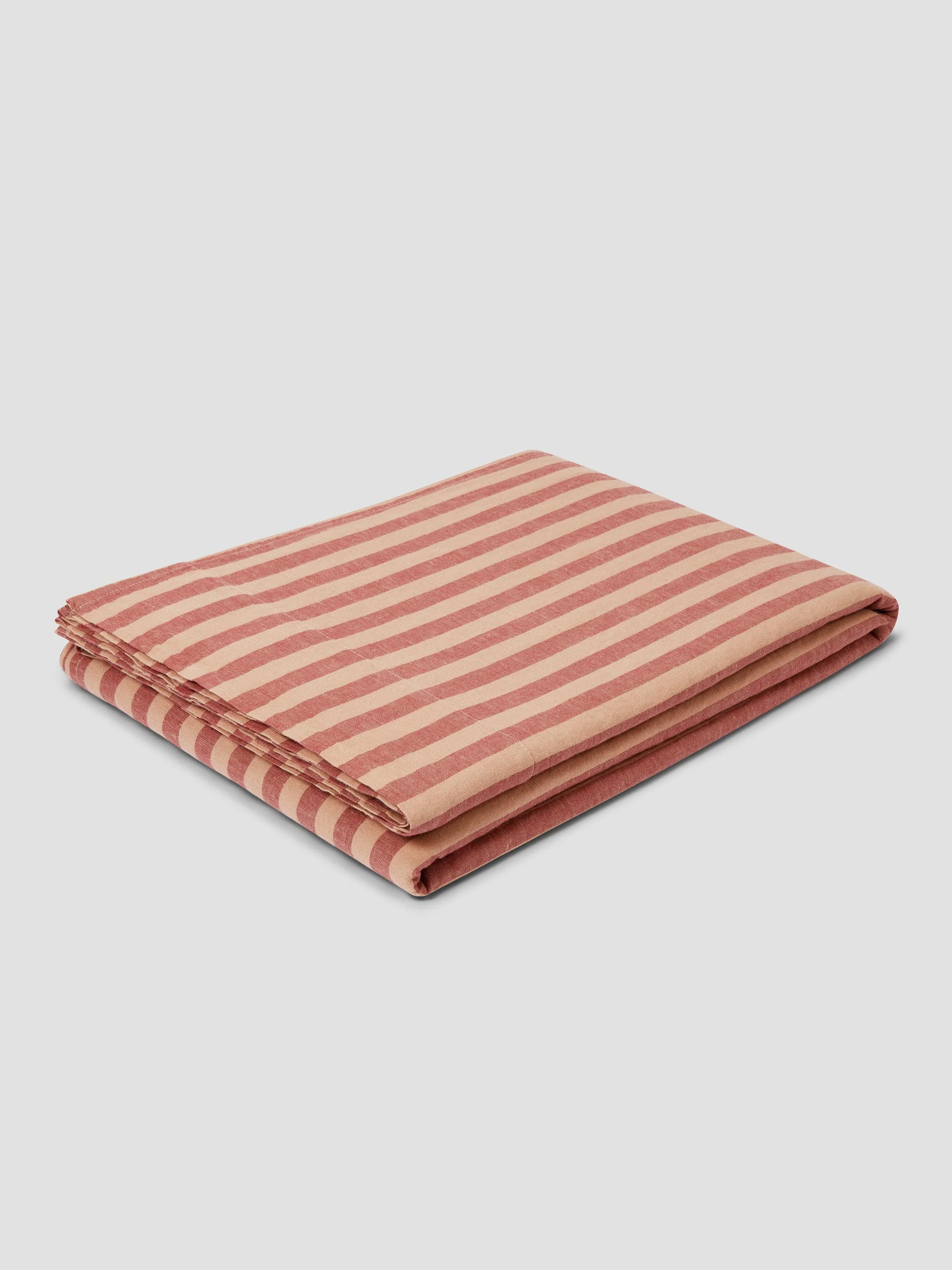 Sandstone Red Pembroke Stripe 100% Linen Flat Sheet - Image 2