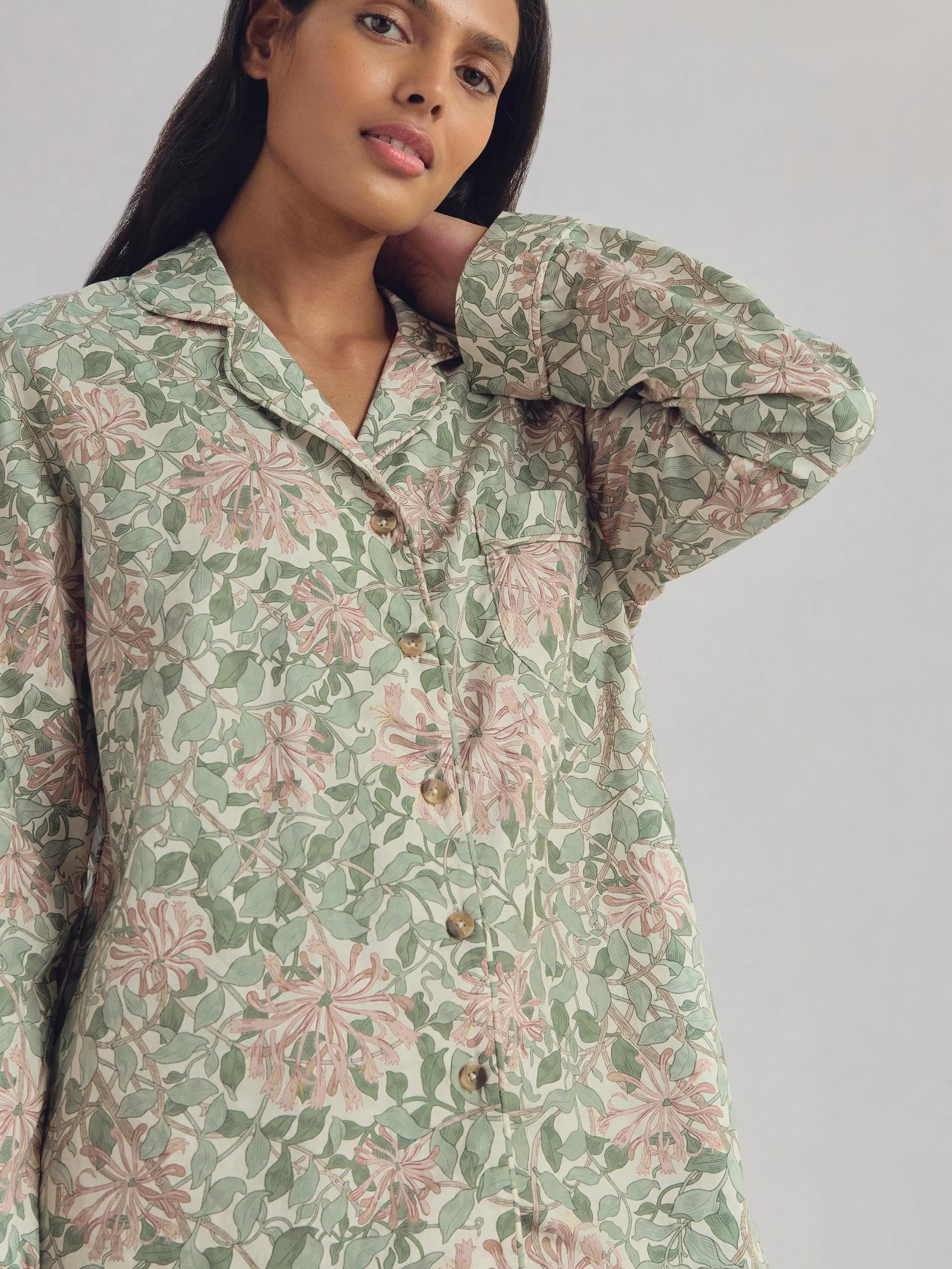 Soft Sage Honeysuckle Cotton Pajama Set - Image 3