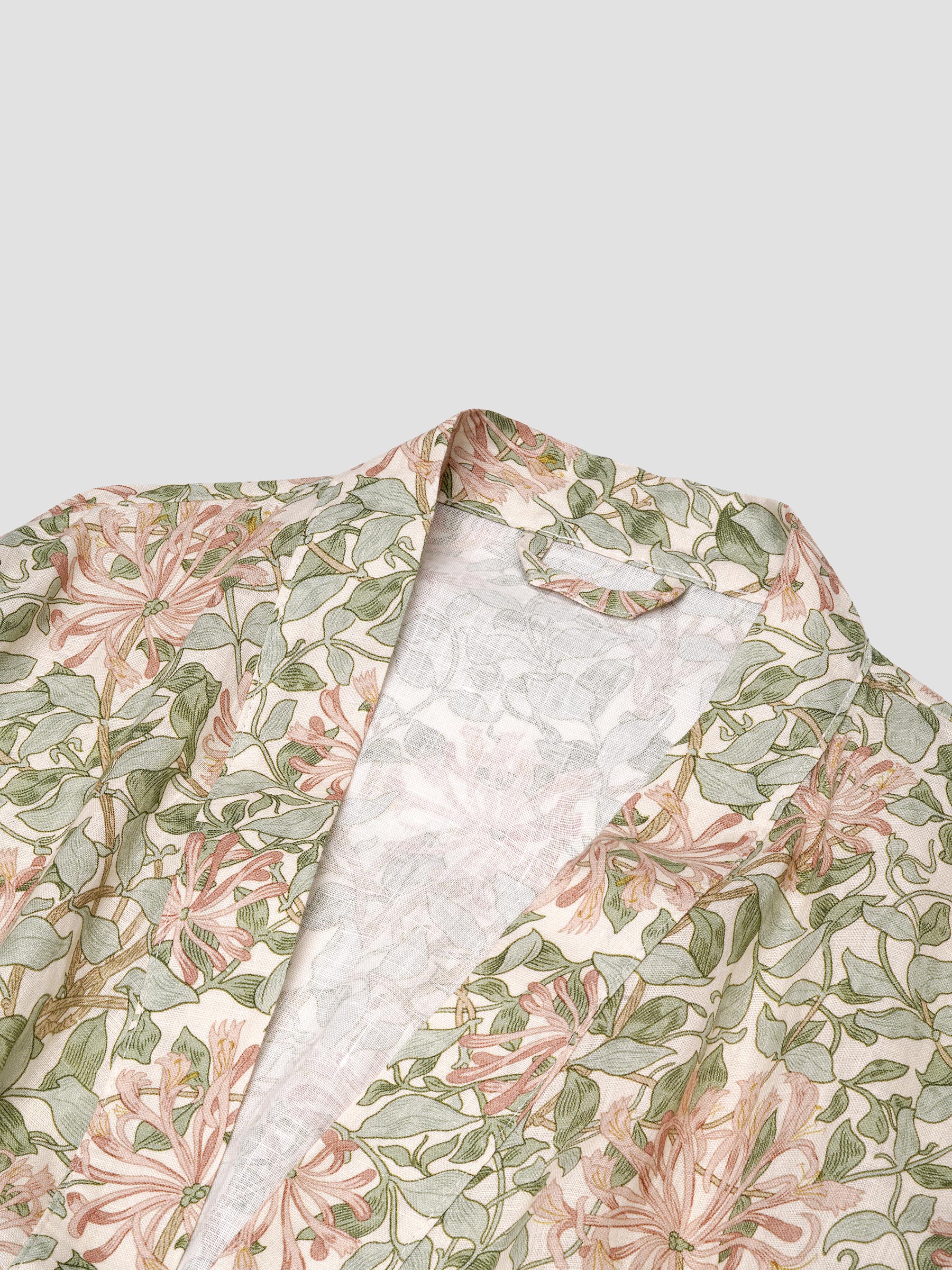 Soft Sage Honeysuckle Linen Robe - Image 3