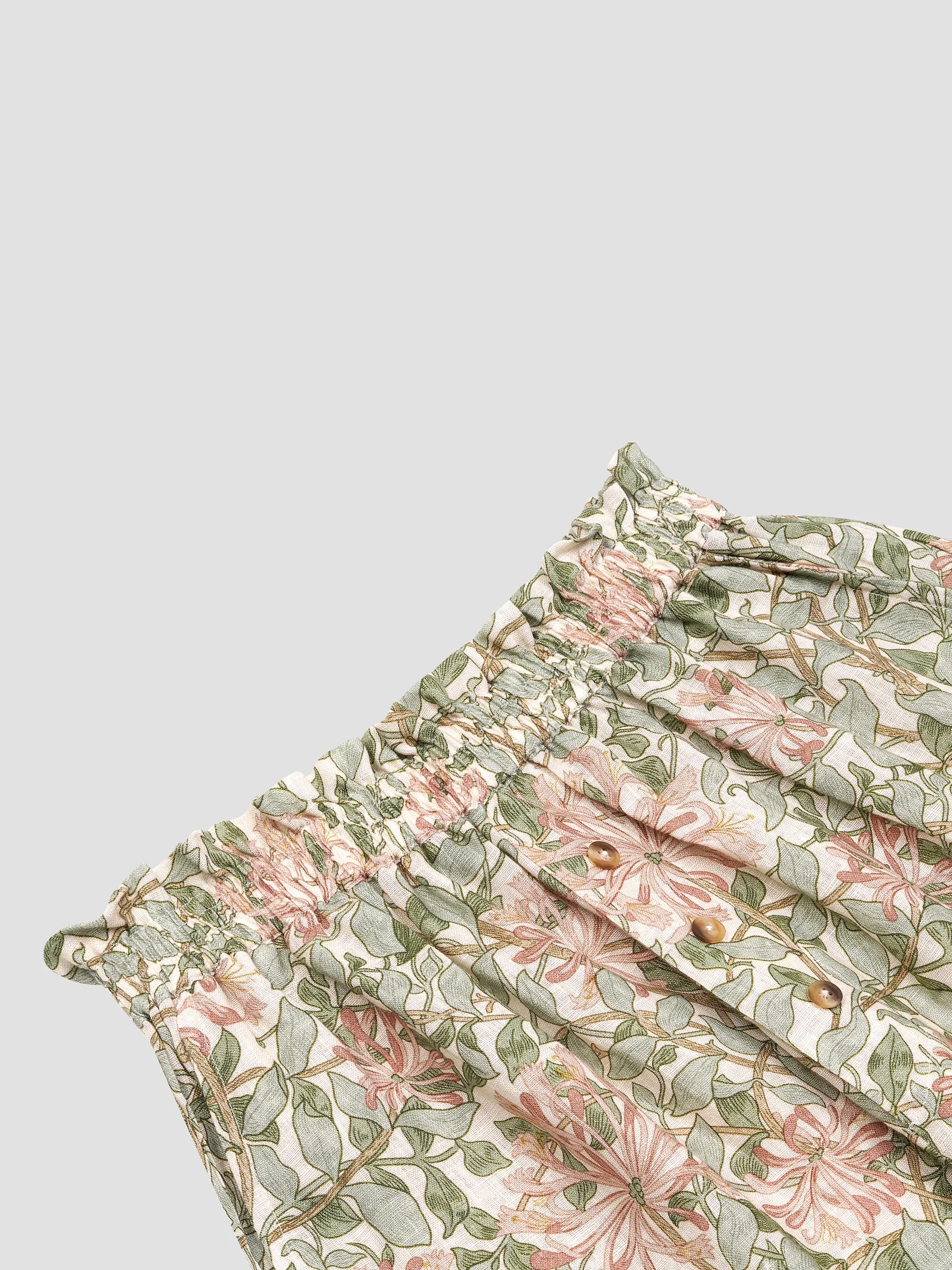 Soft Sage Honeysuckle Linen Women’s Pajama Shorts Set - Image 4