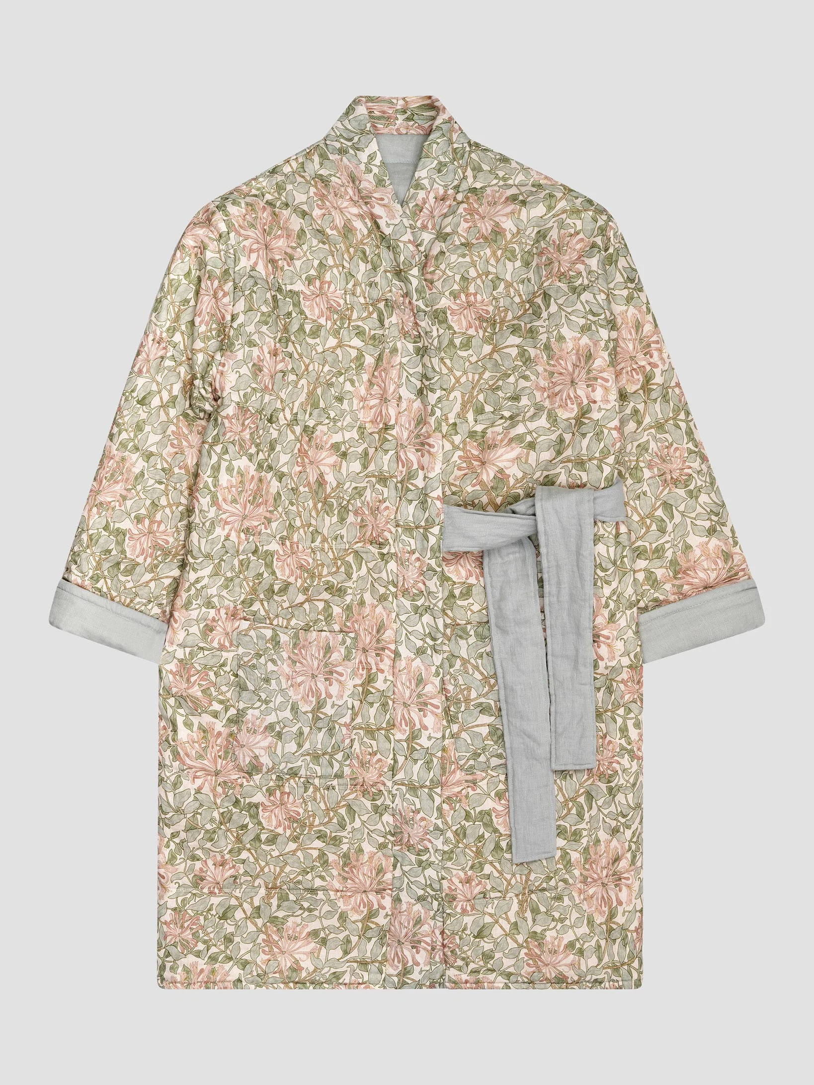 Soft Sage Honeysuckle Linen Housecoat - Image 2