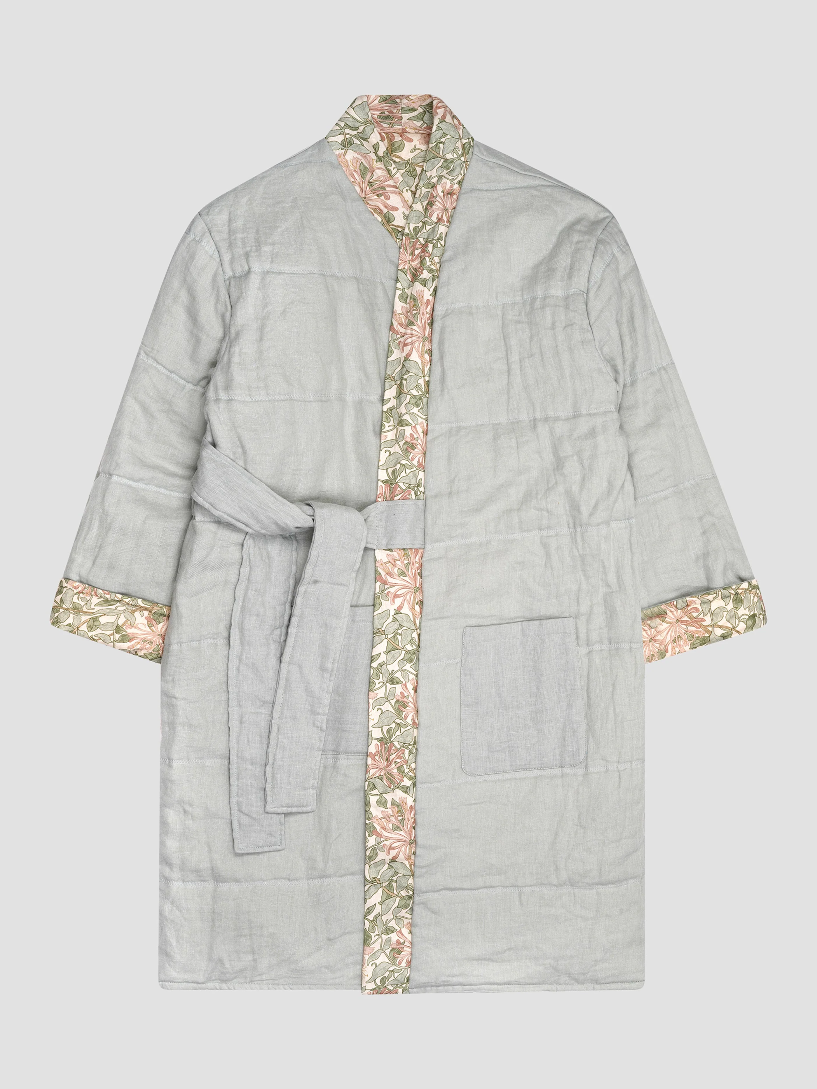 Soft Sage Honeysuckle Linen Housecoat - Image 3