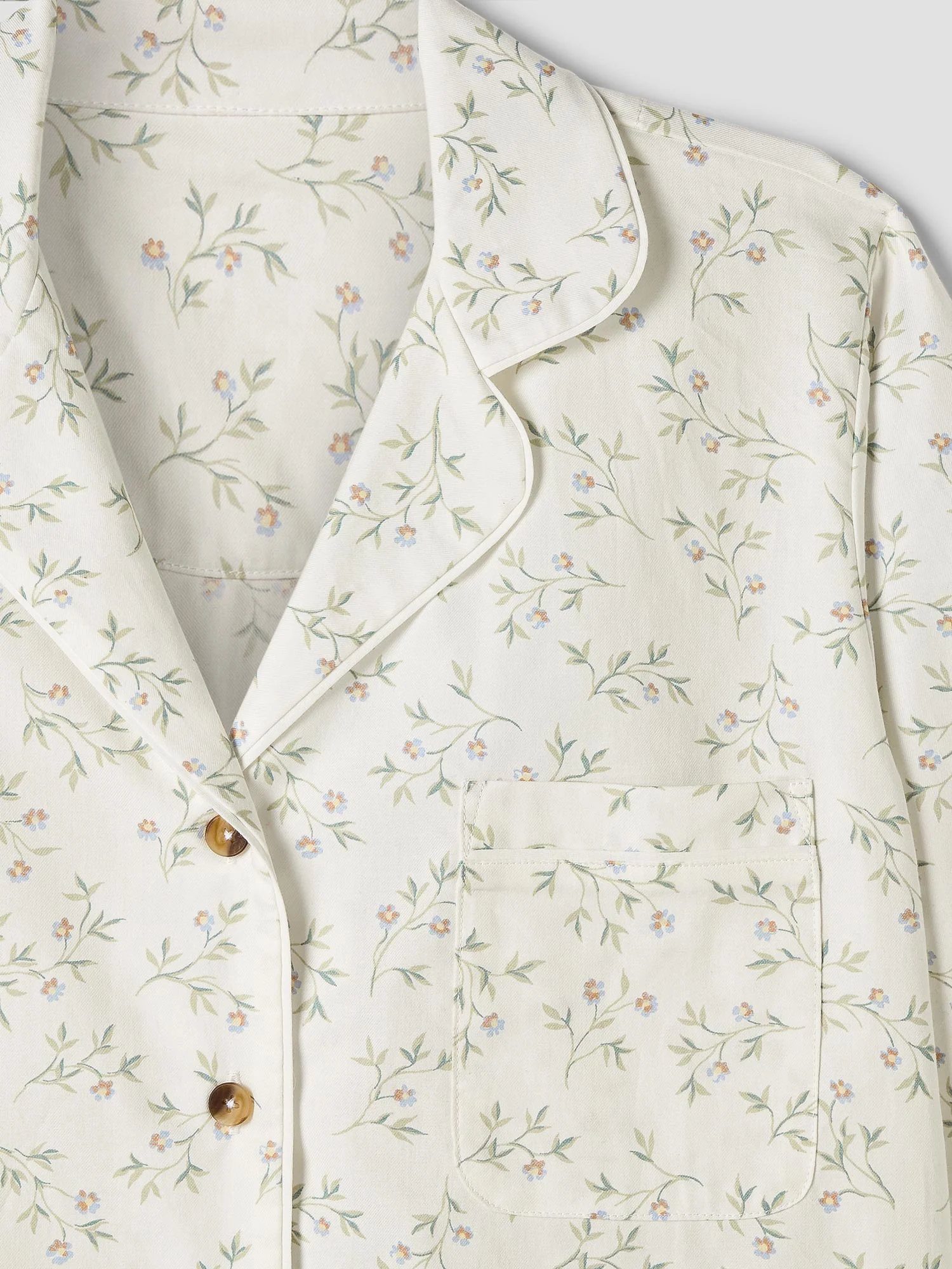 Spring Sprig Floral Cotton Cropped Pajama Set - Image 5