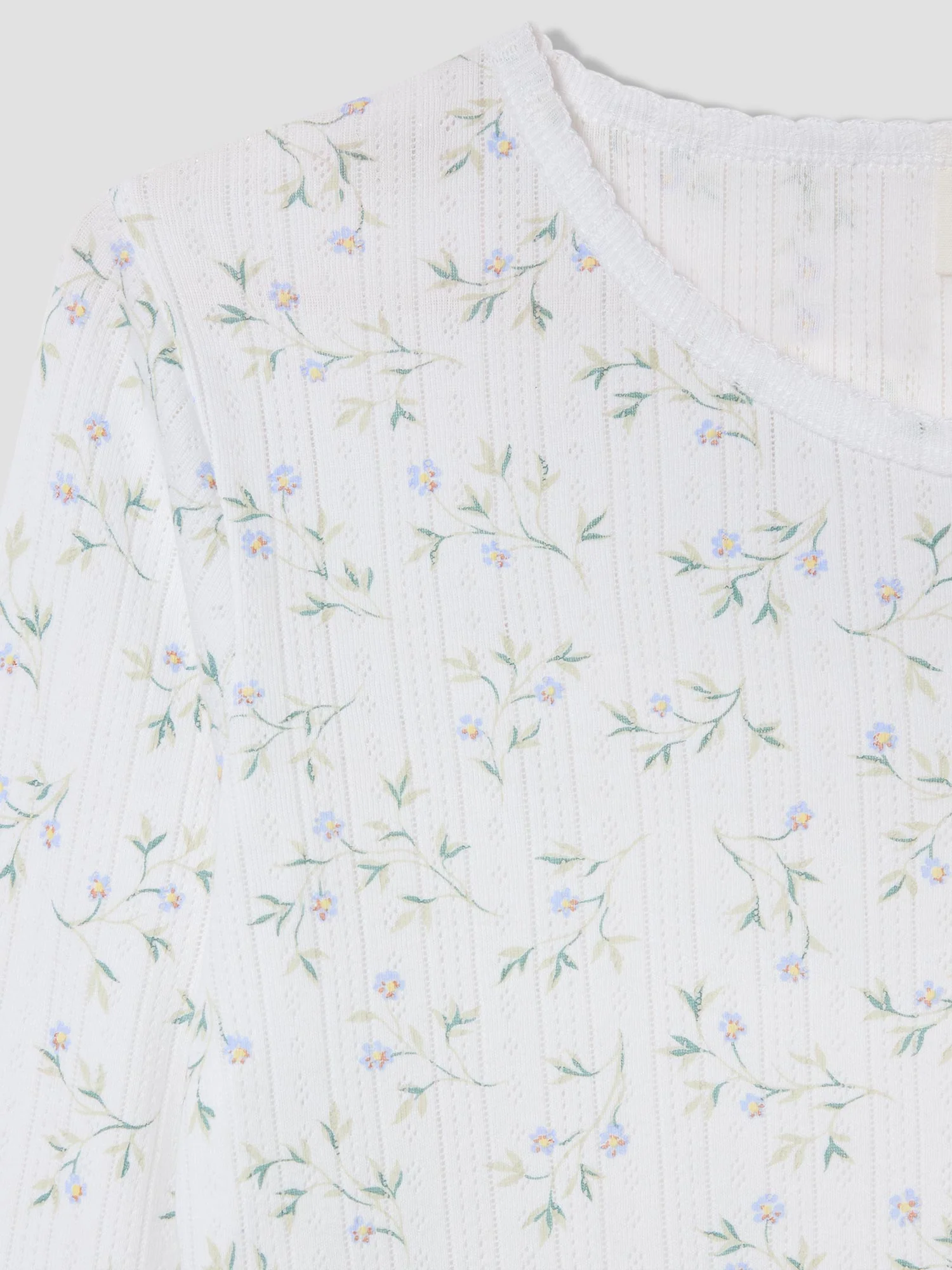 Spring Sprig Pointelle Long Sleeve Top - Image 5
