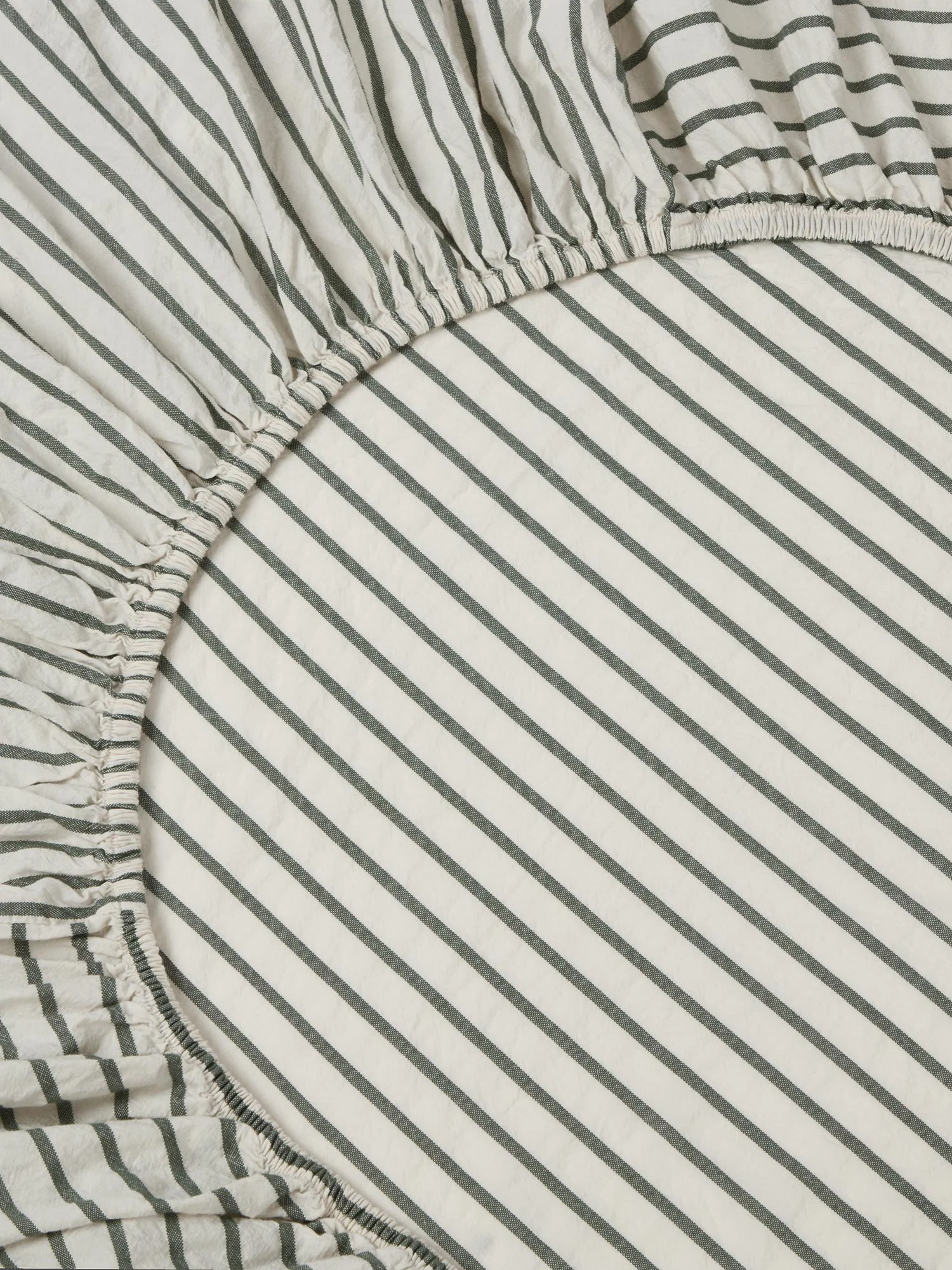 Spruce Green Texture Stripe Cotton Kids Fitted Sheet
