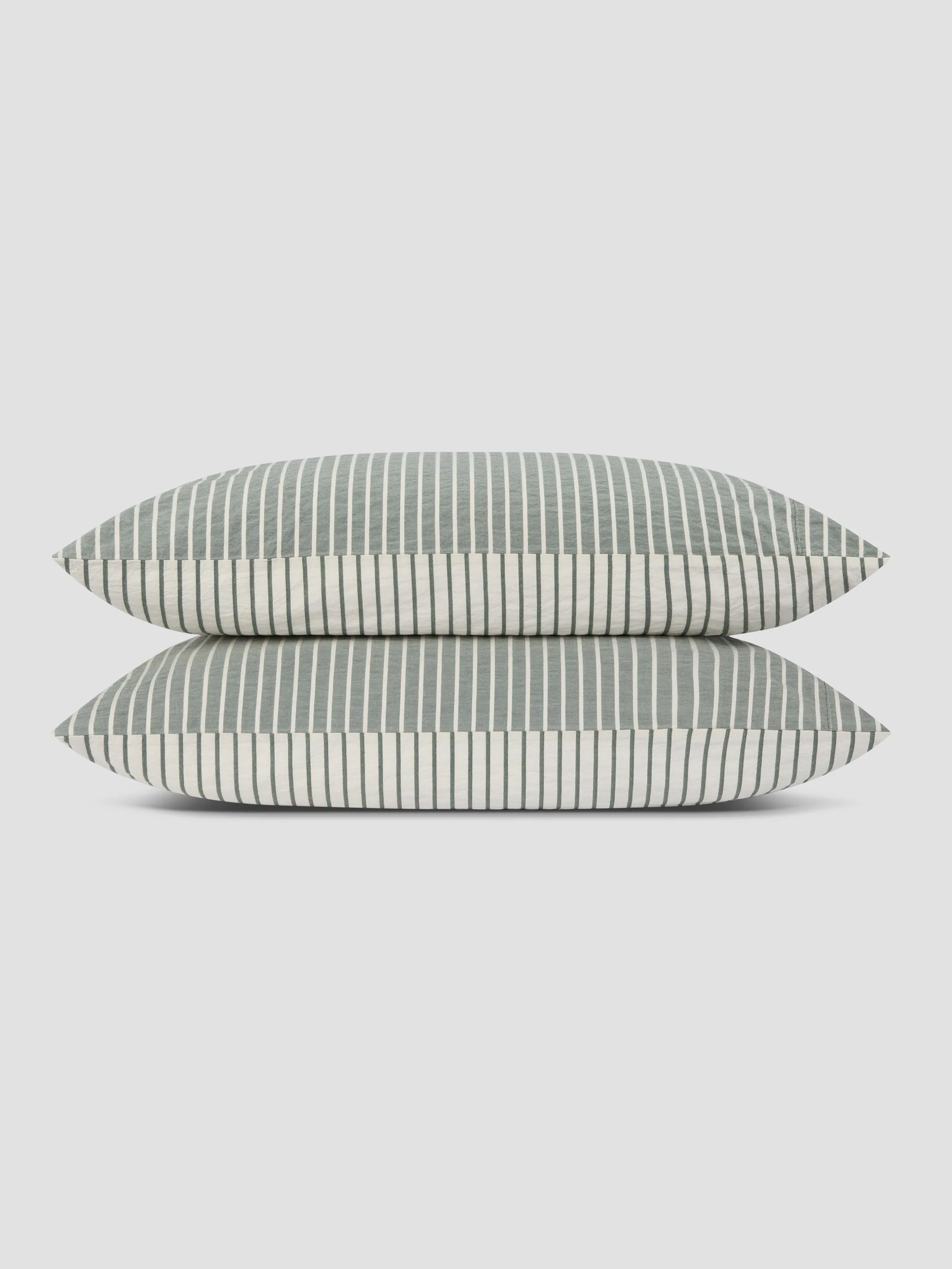 Spruce Green Textured Stripe Cotton Pillowcases (Pair) - Image 2
