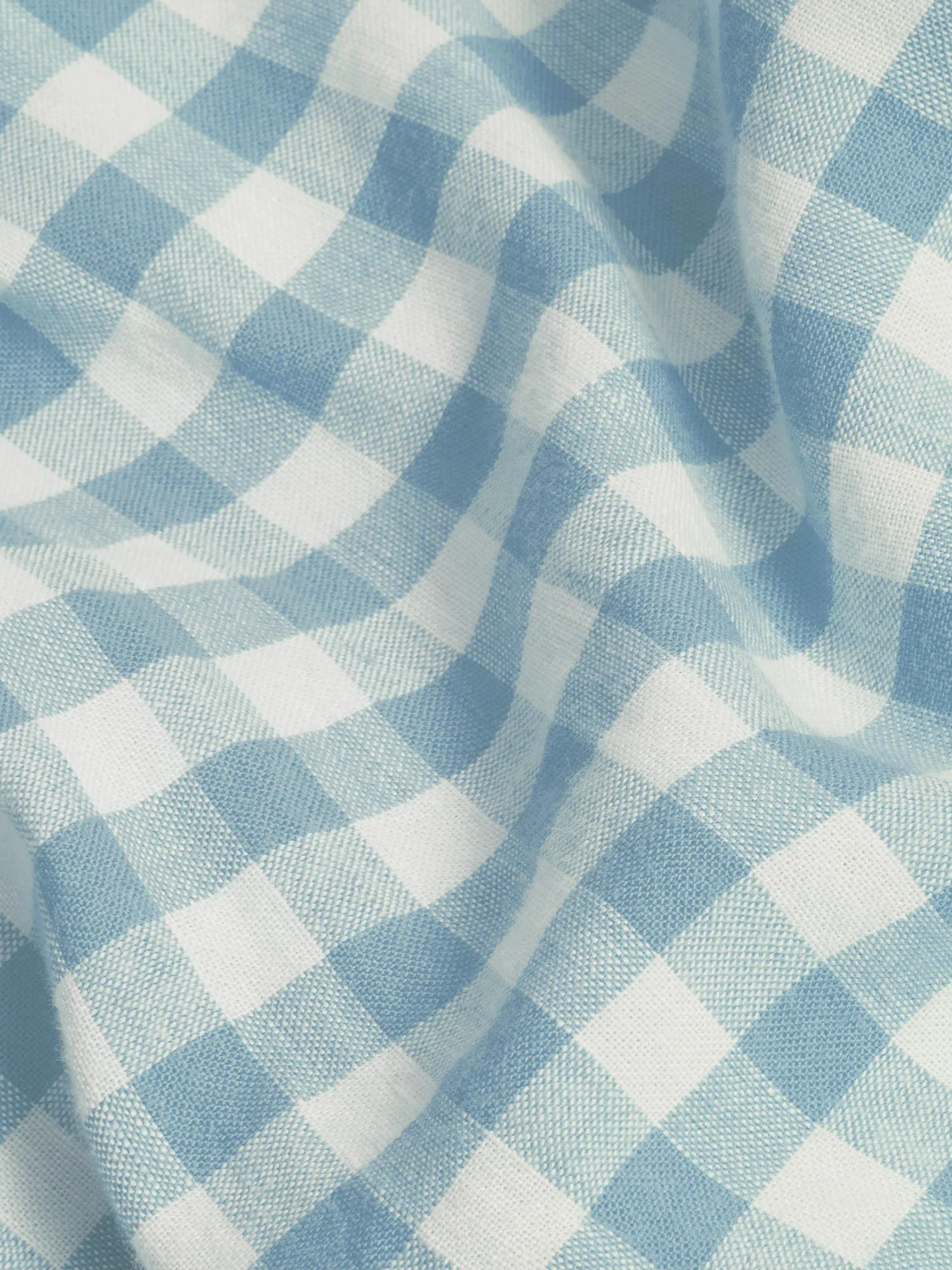 Warm Blue Gingham Linen Blend Fitted Sheet - Image 3