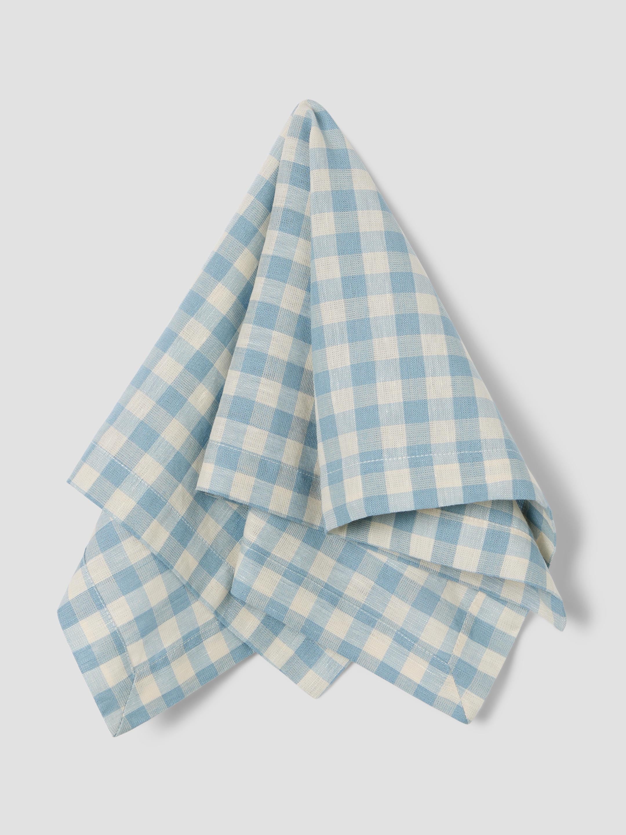 Warm Blue Gingham Linen Blend Napkins Set of 4 - Image 2