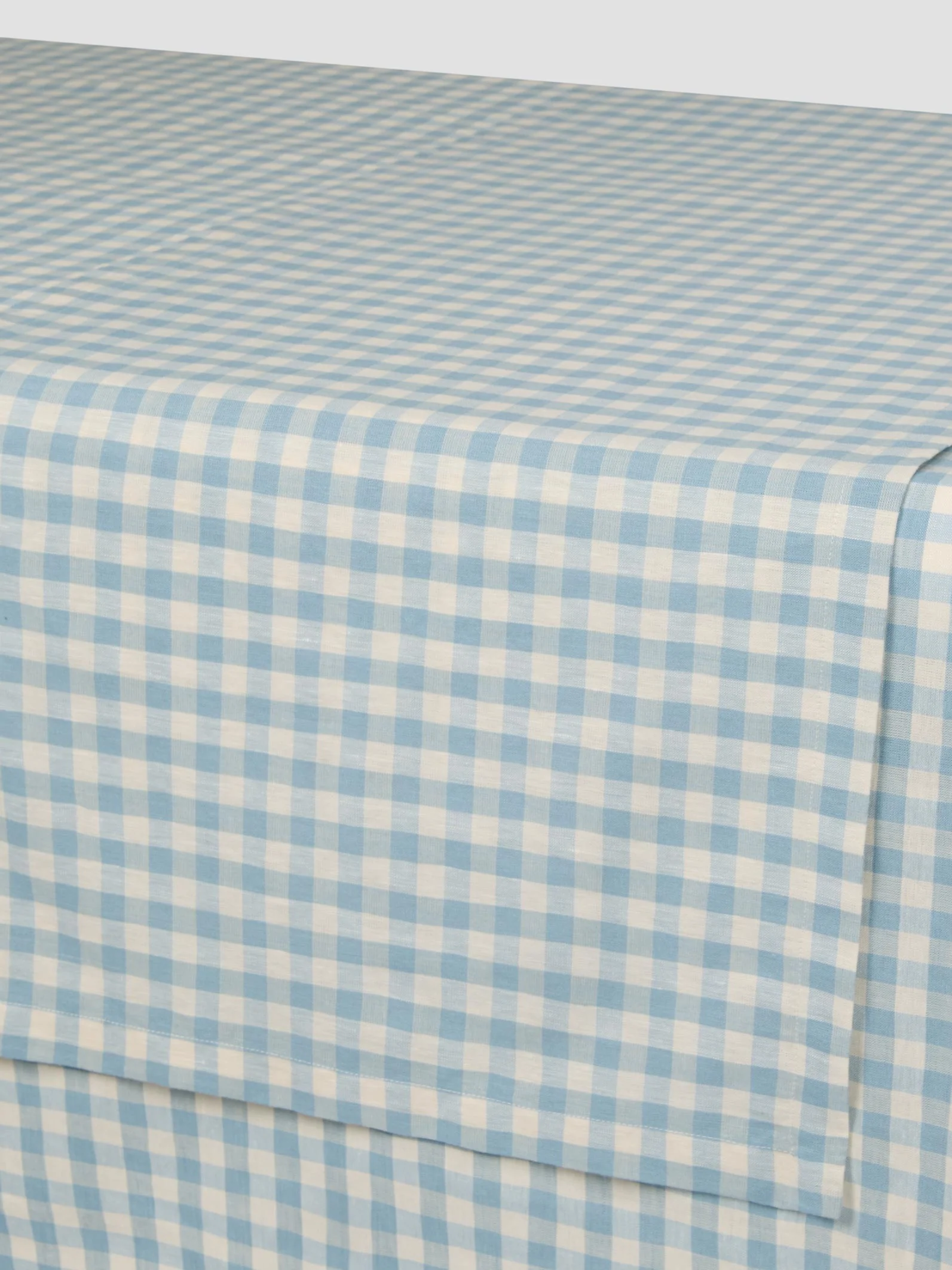 Warm Blue Gingham Gingham Linen Blend Table Runner - Image 2