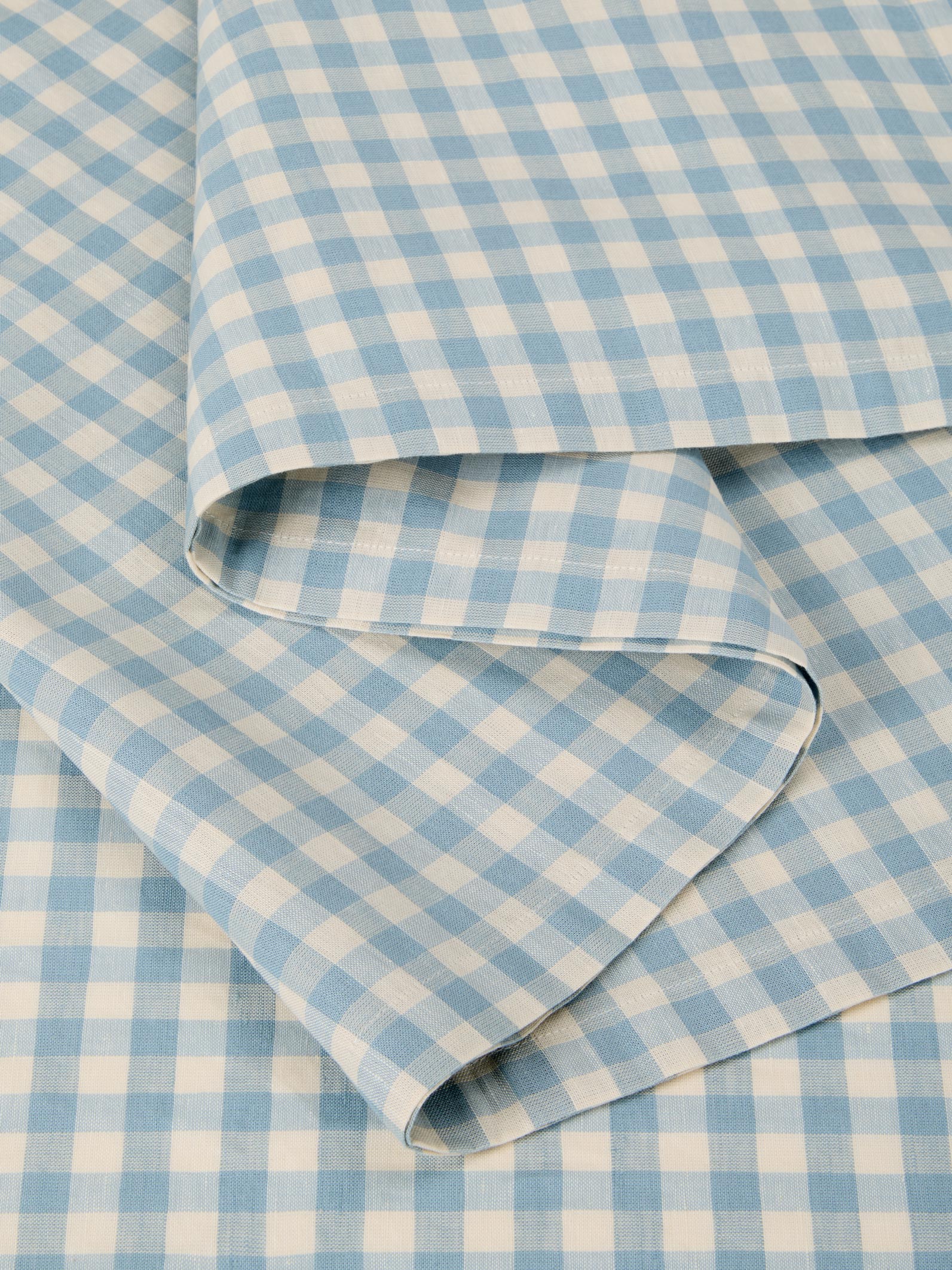 Warm Blue Gingham Gingham Linen Blend Table Runner - Image 3