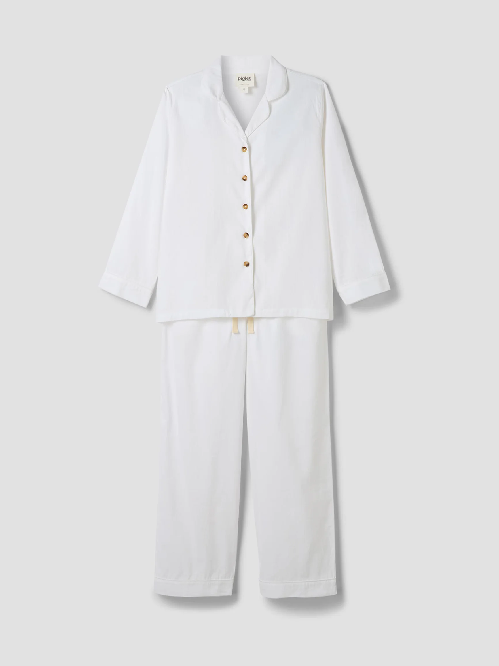 White Linen Blend Pajama Set - Image 4