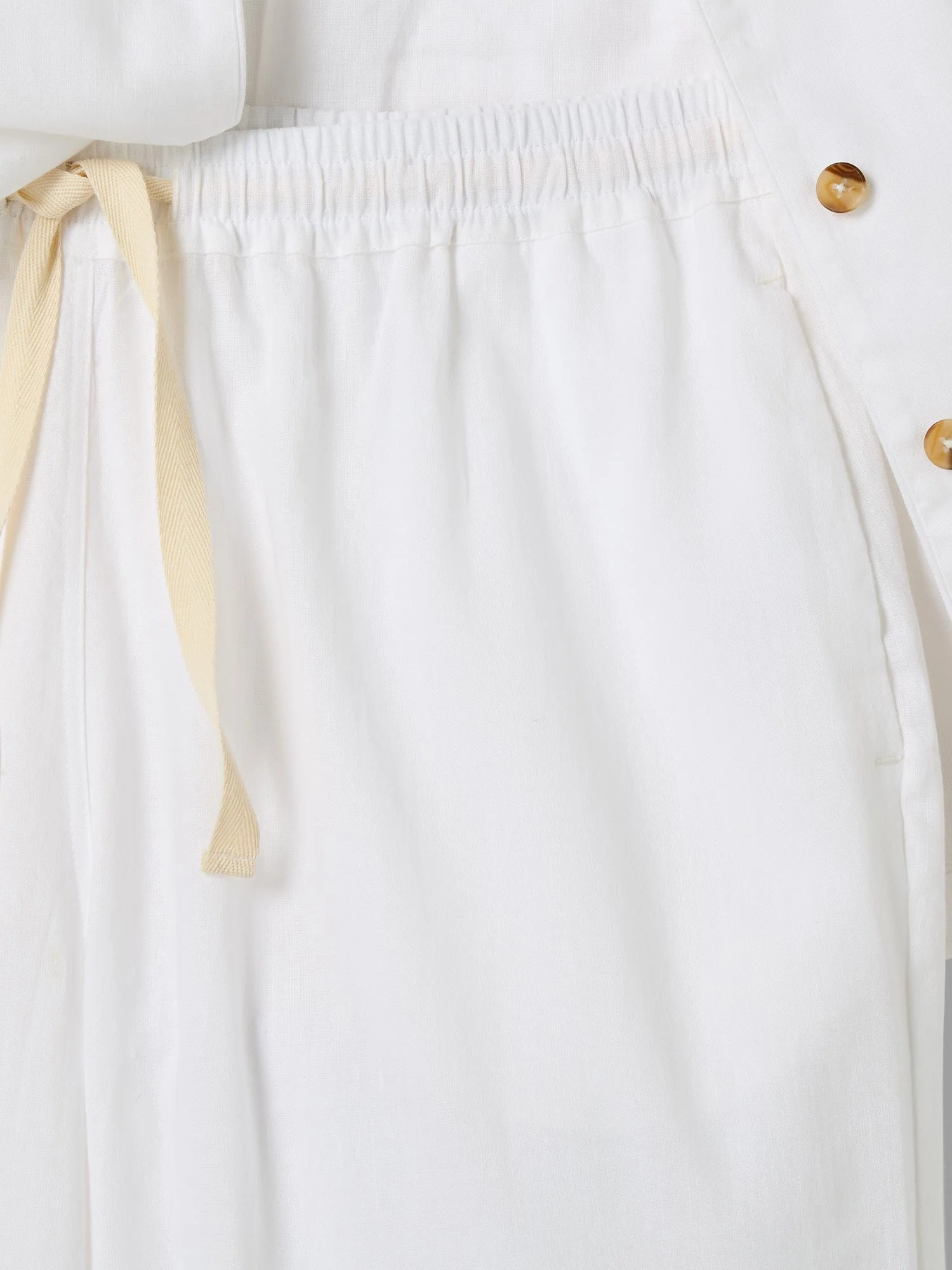 White Linen Blend Pajama Set - Image 6